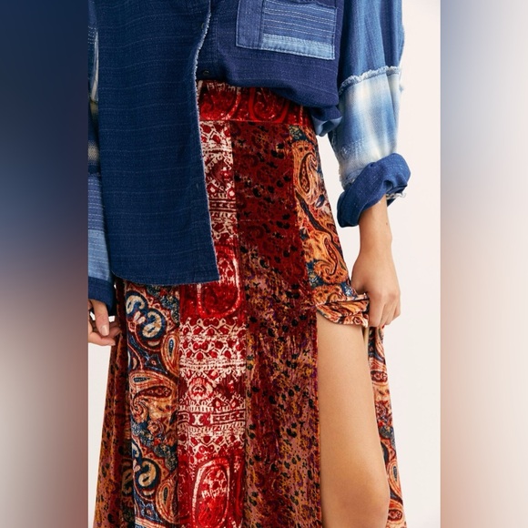 Free People Dresses & Skirts - FREE PEOPLE HIGH ATLAS VELVET PANEL SKIRT